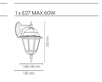Lanterna rivolta in basso per esterno in alluminio antracite o bianco diffusore in vetro lampada 1XE27 non inclusa ROMA Lanterna rivolta in basso per esterno in alluminio antracite o bianco diffusore in vetro lampada 1XE27 non inclusa ROMA